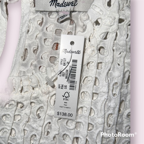 NWT Madewell Eyelet Ruffle-Sleeve Pintuck Mini Dress - Picture 7 of 16